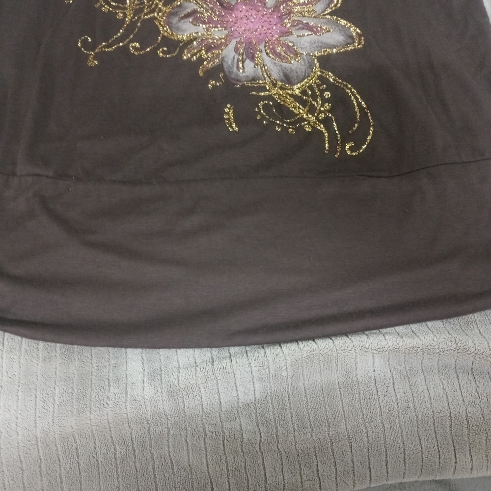 California Girlz Chocolate Brown Cold Shoulder/Size 2XLg - Picture 2 of 8